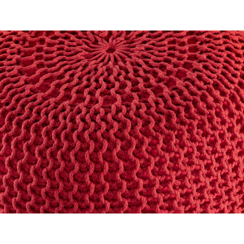 Pouf original Tricot Rond en Plastique recyclé Rouge Dalmar - 6