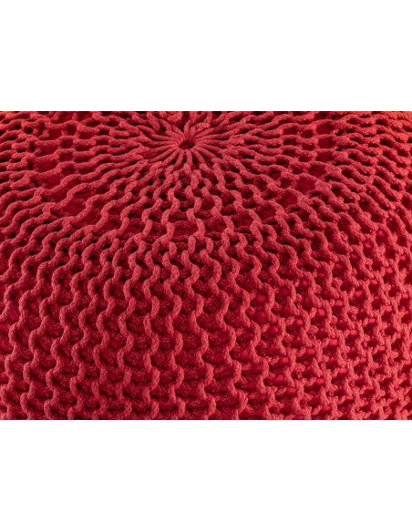 Pouf original Tricot Rond en Plastique recyclé Rouge Dalmar - 6