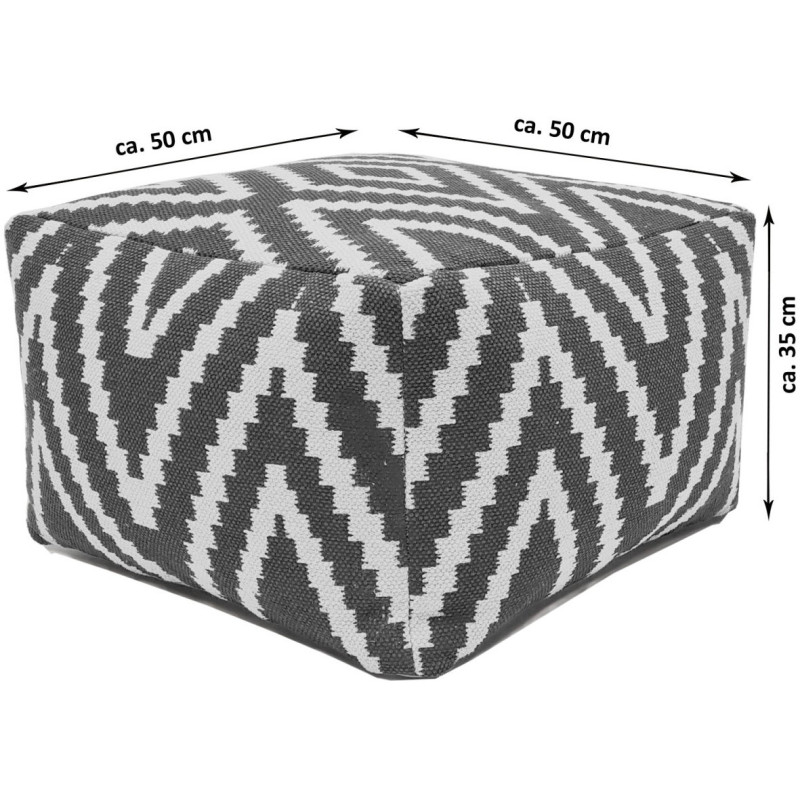 Pouf Carré 55 cm en Coton Argenté Motif zigzag Kilim - 8