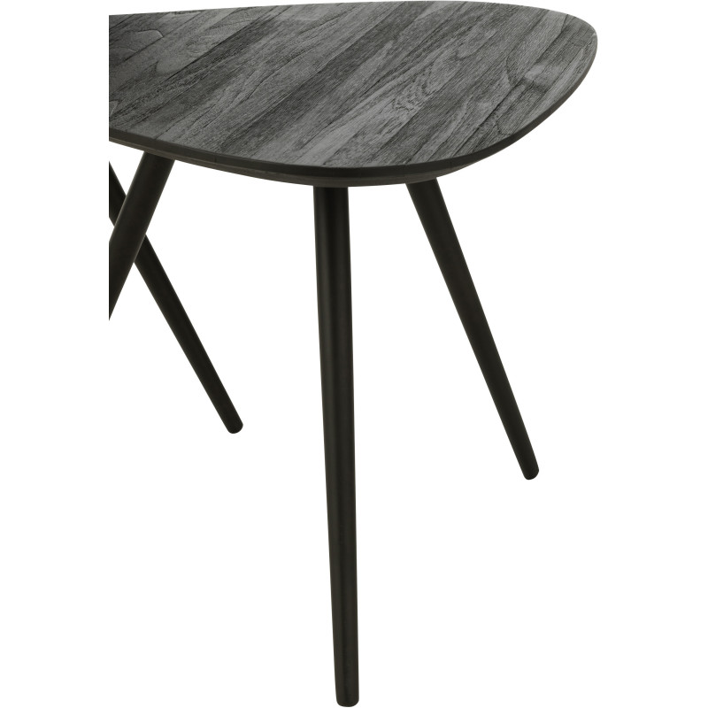 Table d'appoint Gigogne Triangulaire en Bois de teck recyclé Noir Côme - 3