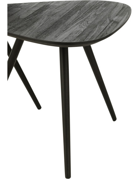 Table d'appoint Gigogne Triangulaire en Bois de teck recyclé Noir Côme - 3