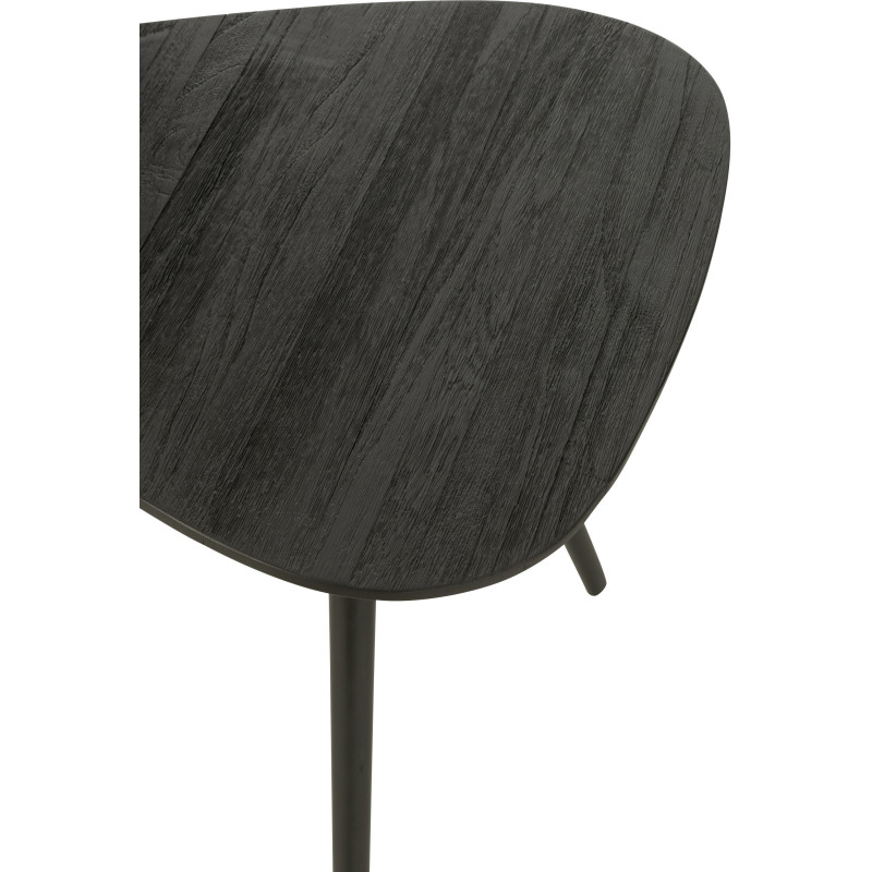 Table d'appoint Gigogne Triangulaire en Bois de teck recyclé Noir Côme - 4