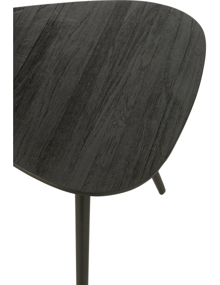 Table d'appoint Gigogne Triangulaire en Bois de teck recyclé Noir Côme - 4
