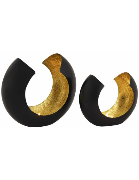 Photophore design Arrondi en Métal Noir Doré Omega (Lot de 2) - 5