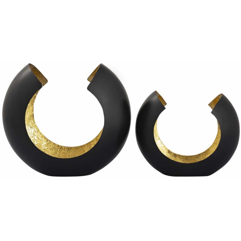 Photophore design Arrondi en Métal Noir Doré Omega (Lot de 2) - 8