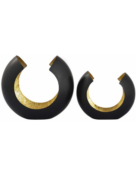 Photophore design Arrondi en Métal Noir Doré Omega (Lot de 2) - 8