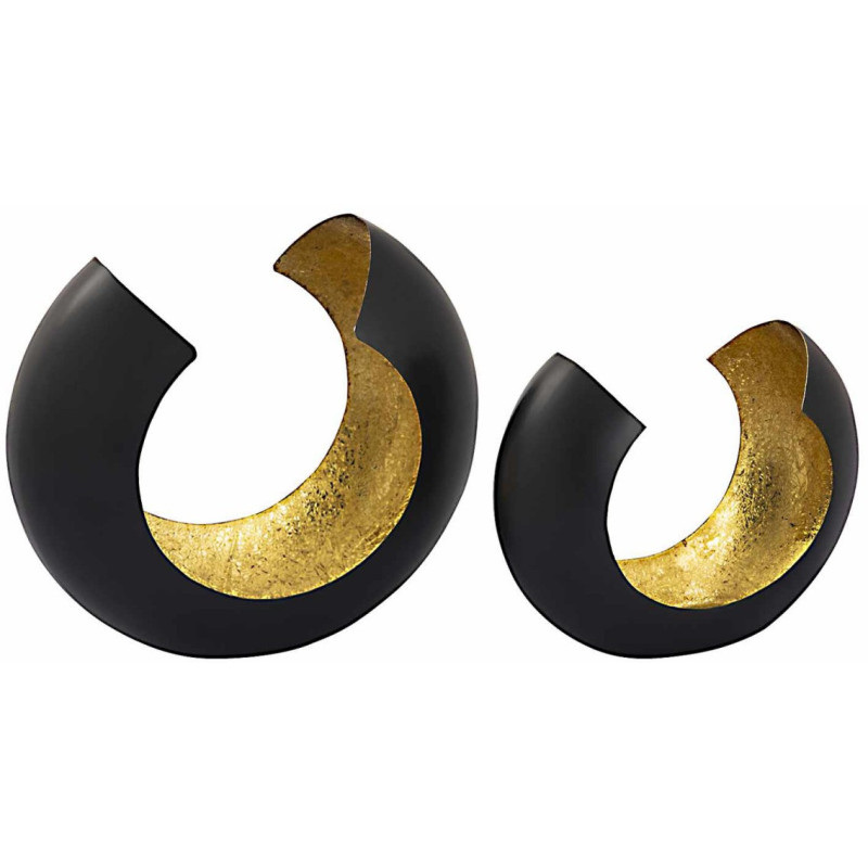 Photophore design Arrondi en Métal Noir Doré Omega (Lot de 2) - 9