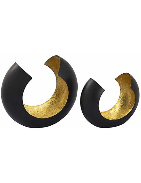 Photophore design Arrondi en Métal Noir Doré Omega (Lot de 2) - 9