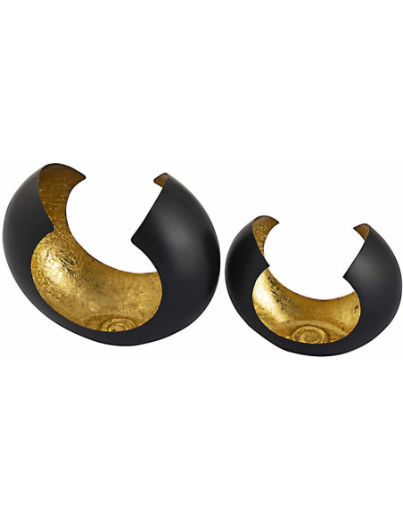 Photophore design Arrondi en Métal Noir Doré Omega (Lot de 2) - 10