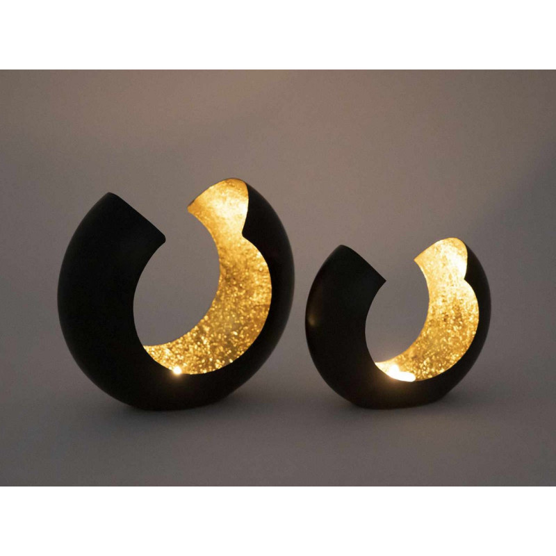 Photophore design Arrondi en Métal Noir Doré Omega (Lot de 2) - 11