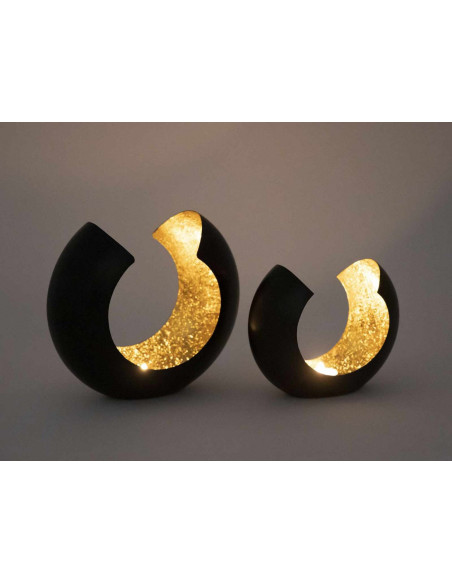 Photophore design Arrondi en Métal Noir Doré Omega (Lot de 2) - 11