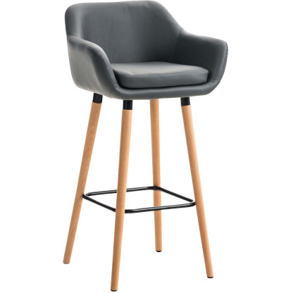 Tabouret de bar scandinave en Polyuréthane Gris Bois de hêtre Naturel Norvyn - 1