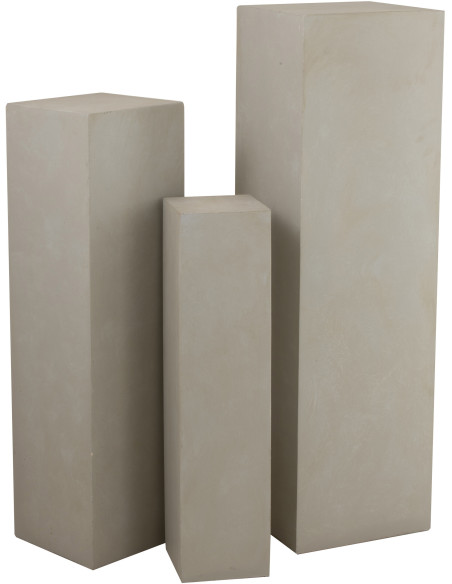 Sellette haute Carrée Hauteur 120 cm en Magnésium Fibre de verre Beige Lara - 3