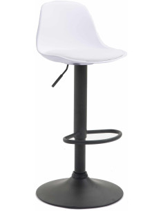 Tabouret de bar moderne en Polypropylène Blanc Polyuréthane Blanc Métal Noir Harvio - 1