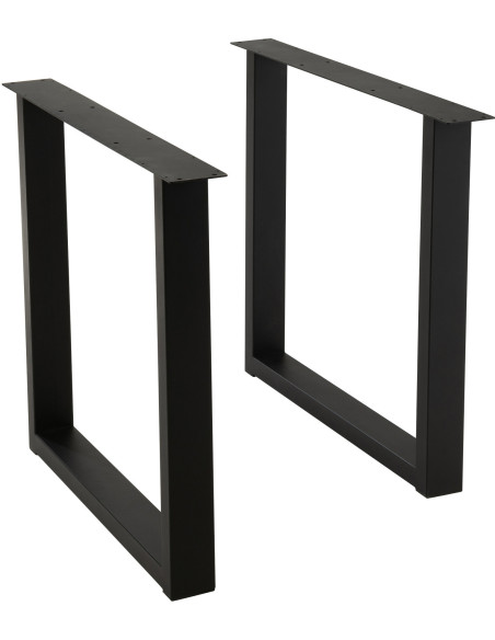 Pied de table à manger Rectangulaire en Métal Noir Victorian (Lot de 2) - 1