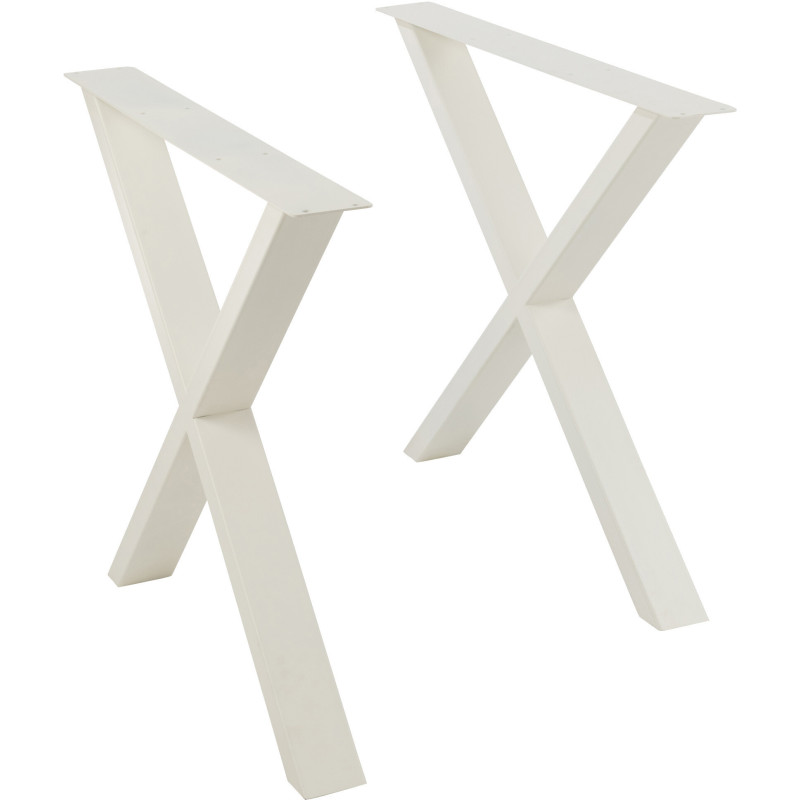 Pied de table à manger Croix en Métal Blanc Victoria (Lot de 2) - 1