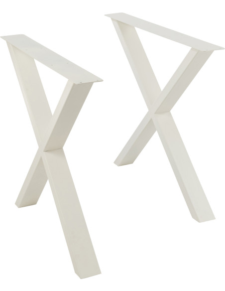 Pied de table à manger Croix en Métal Blanc Victoria (Lot de 2) - 1