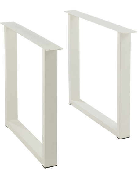 Pied de table à manger Rectangulaire en Métal Blanc Victorian (Lot de 2) - 1