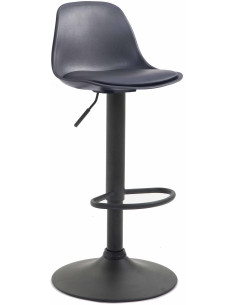 Tabouret de bar moderne en Polypropylène Noir Polyuréthane Noir Métal Noir Harvio - 1