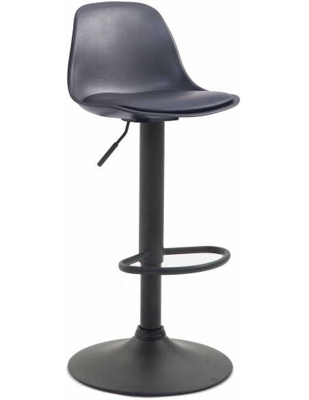 Tabouret de bar moderne en Polypropylène Noir Polyuréthane Noir Métal Noir Harvio - 1