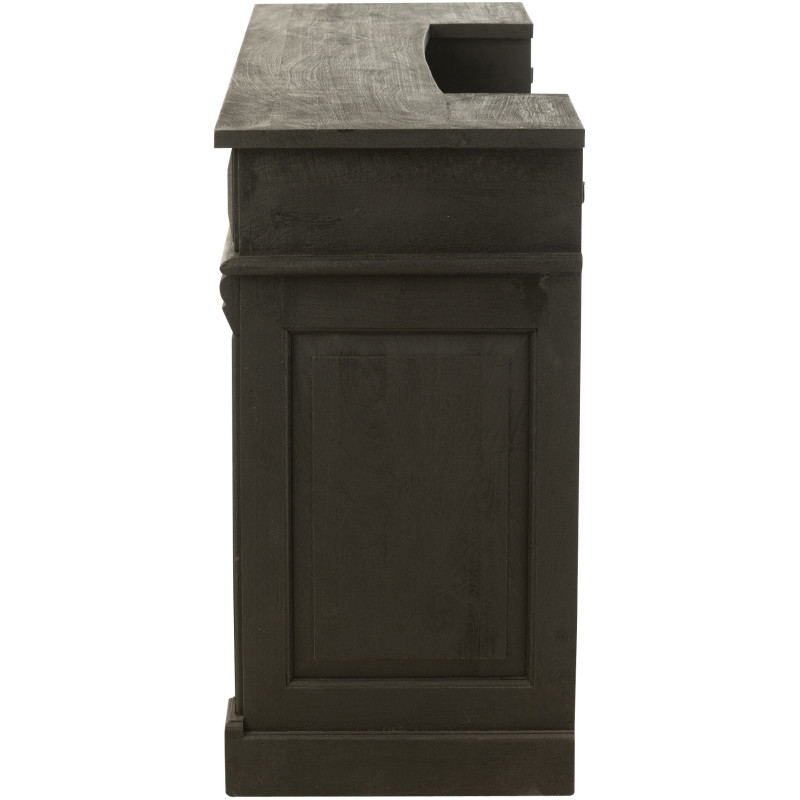 Meuble Bar 2 tiroirs 7 niches en Bois de manguier Noir Charles - 3