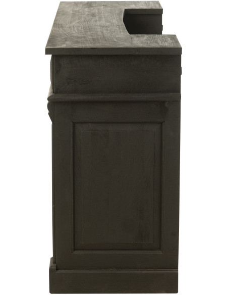 Meuble Bar 2 tiroirs 7 niches en Bois de manguier Noir Charles - 3