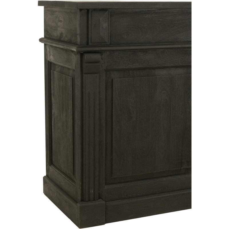 Meuble Bar 2 tiroirs 7 niches en Bois de manguier Noir Charles - 5