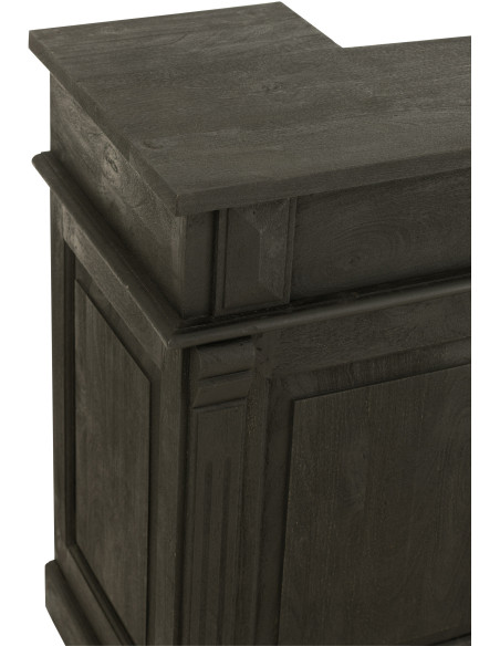 Meuble Bar 2 tiroirs 7 niches en Bois de manguier Noir Charles - 6