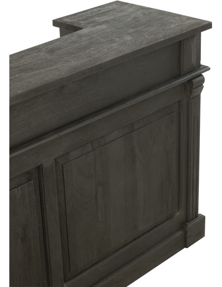 Meuble Bar 2 tiroirs 7 niches en Bois de manguier Noir Charles - 7