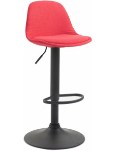 Tabouret de bar moderne en Tissu Rouge Métal Noir Harvio - 1