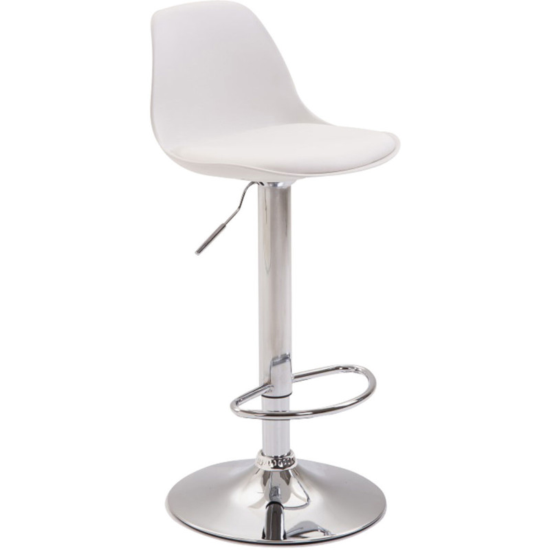 Tabouret de bar moderne en Polypropylène Blanc Polyuréthane Blanc Métal Argenté Harvio - 1