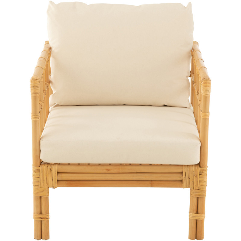 Fauteuil Avec accoudoirs en Rotin Naturel Polyester Blanc Élise - 2