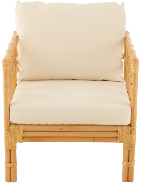 Fauteuil Avec accoudoirs en Rotin Naturel Polyester Blanc Élise - 2