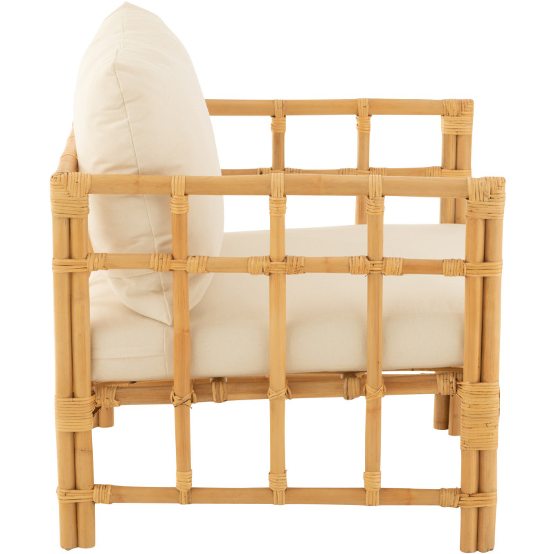 Fauteuil Avec accoudoirs en Rotin Naturel Polyester Blanc Élise - 3
