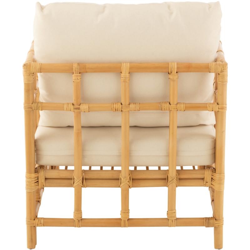 Fauteuil Avec accoudoirs en Rotin Naturel Polyester Blanc Élise - 4