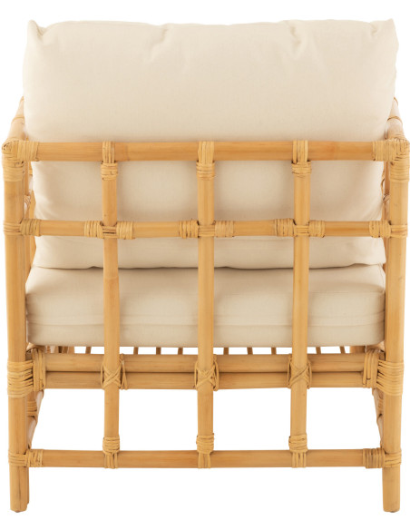 Fauteuil Avec accoudoirs en Rotin Naturel Polyester Blanc Élise - 4