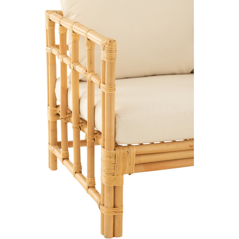 Fauteuil Avec accoudoirs en Rotin Naturel Polyester Blanc Élise - 5