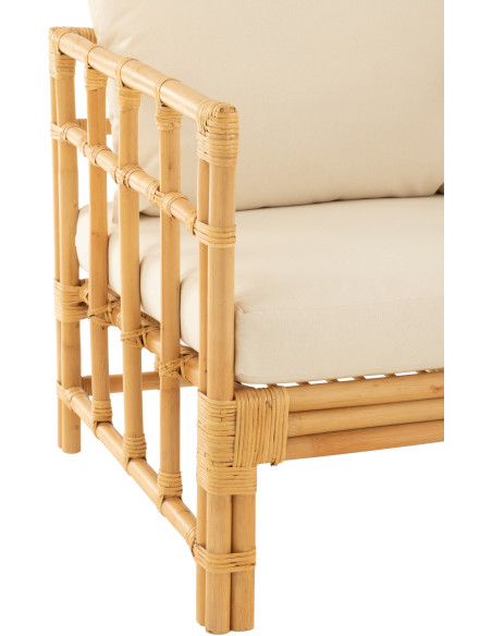 Fauteuil Avec accoudoirs en Rotin Naturel Polyester Blanc Élise - 5