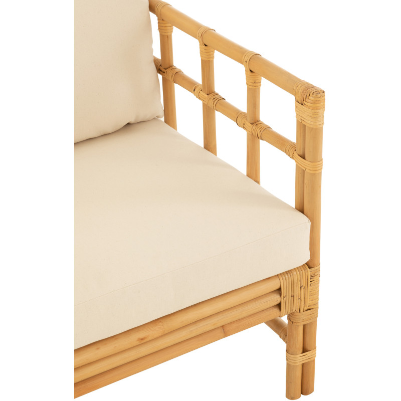 Fauteuil Avec accoudoirs en Rotin Naturel Polyester Blanc Élise - 6