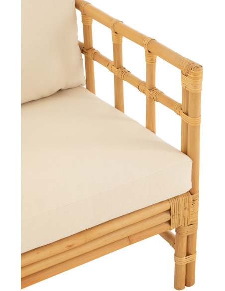 Fauteuil Avec accoudoirs en Rotin Naturel Polyester Blanc Élise - 6