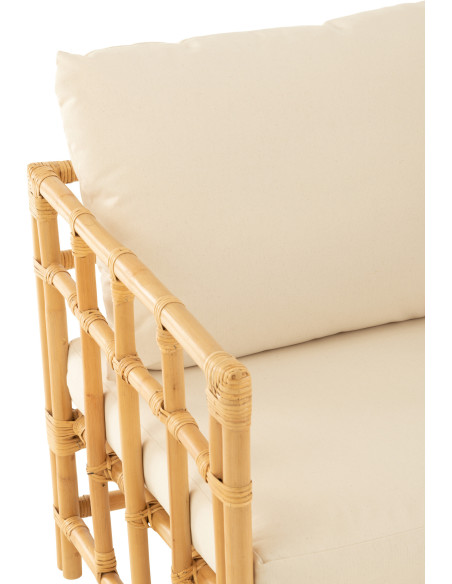 Fauteuil Avec accoudoirs en Rotin Naturel Polyester Blanc Élise - 7
