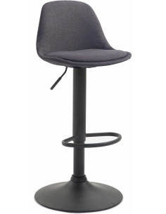 Tabouret de bar moderne en Tissu Gris foncé Métal Noir Harvio - 1