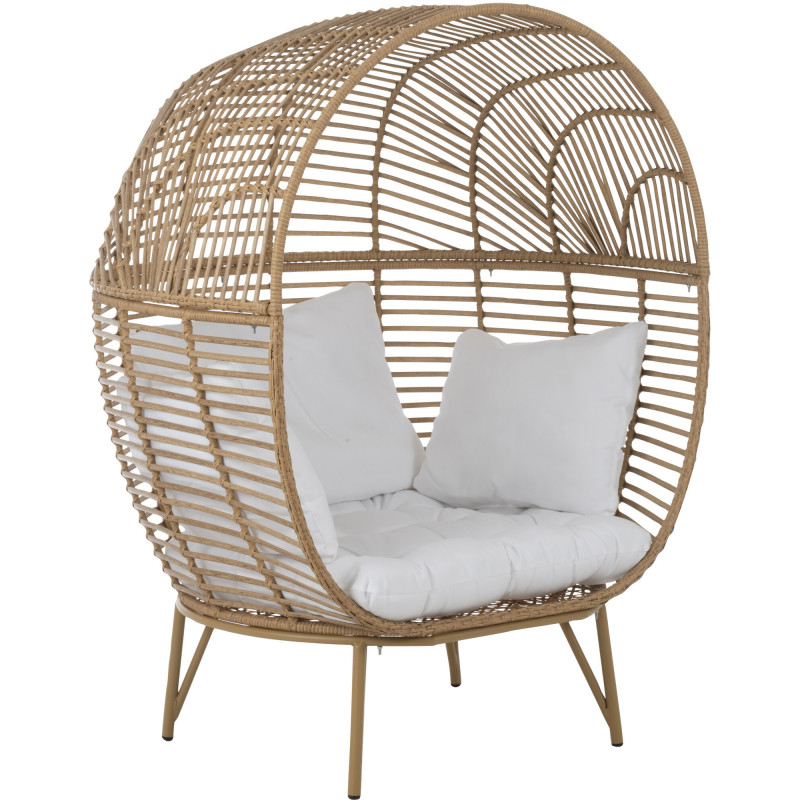 Fauteuil boule en Métal Naturel Polyester Blanc Lounge - 1