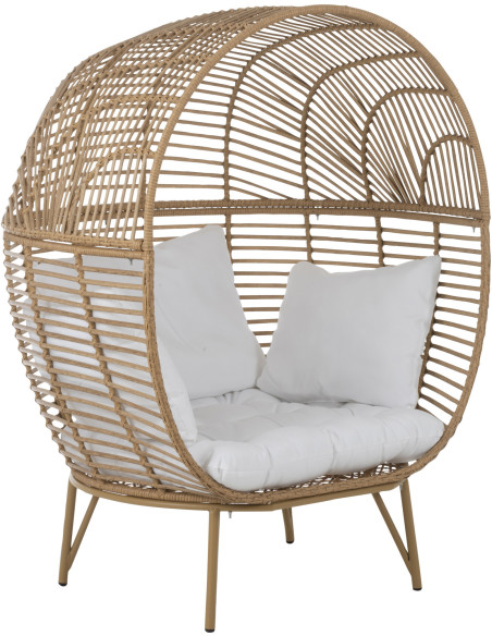 Fauteuil boule en Métal Naturel Polyester Blanc Lounge - 1