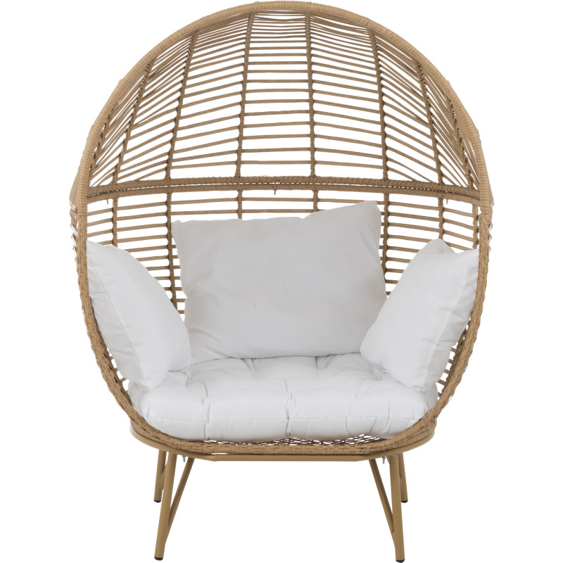 Fauteuil boule en Métal Naturel Polyester Blanc Lounge - 3