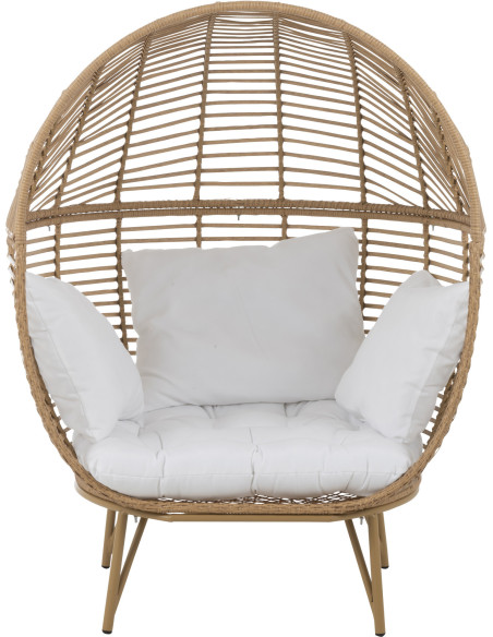 Fauteuil boule en Métal Naturel Polyester Blanc Lounge - 3