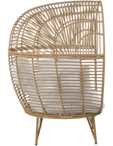 Fauteuil boule en Métal Naturel Polyester Blanc Lounge - 4