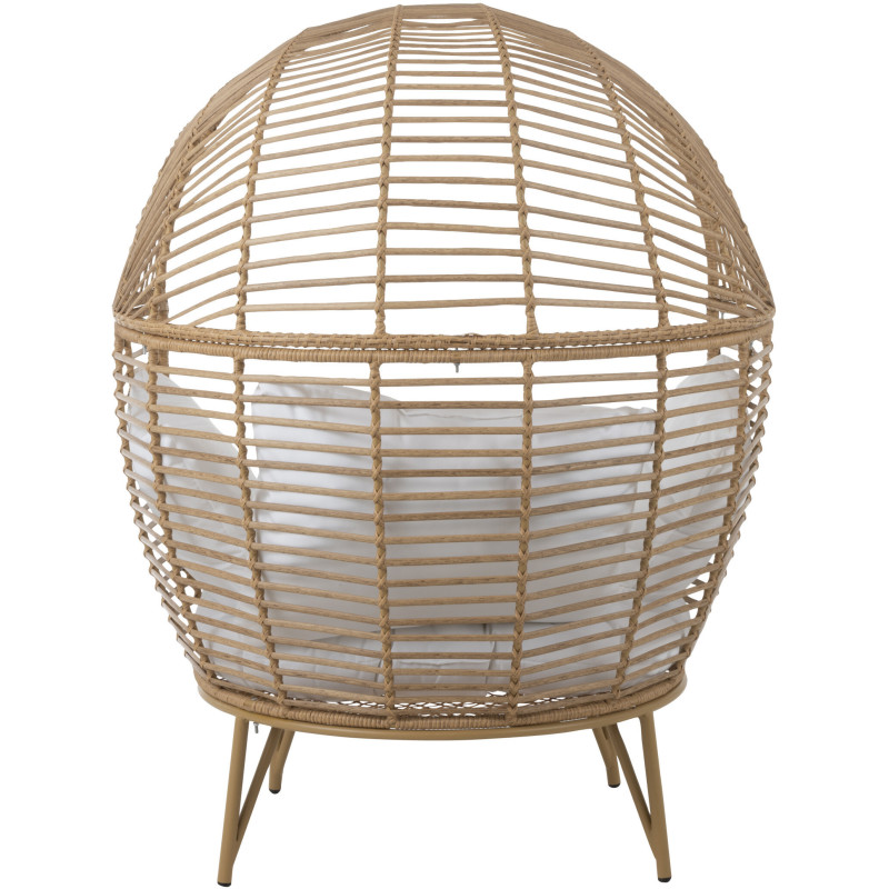 Fauteuil boule en Métal Naturel Polyester Blanc Lounge - 5