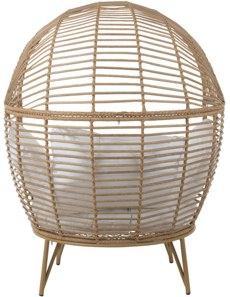 Fauteuil boule en Métal Naturel Polyester Blanc Lounge - 5
