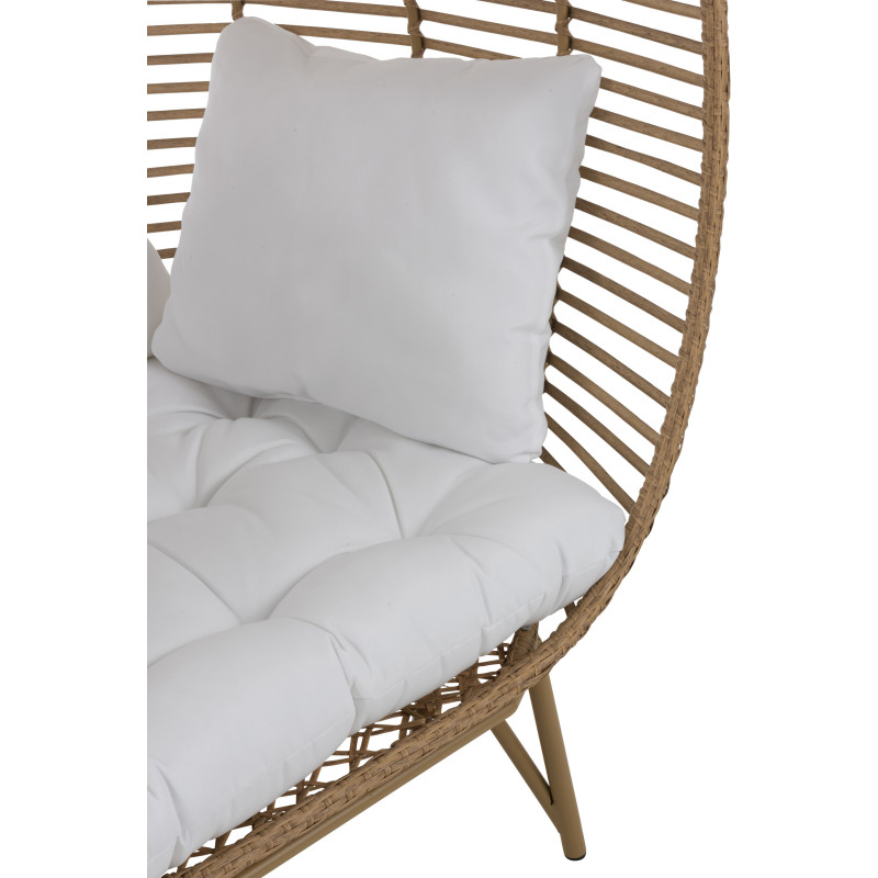 Fauteuil boule en Métal Naturel Polyester Blanc Lounge - 7